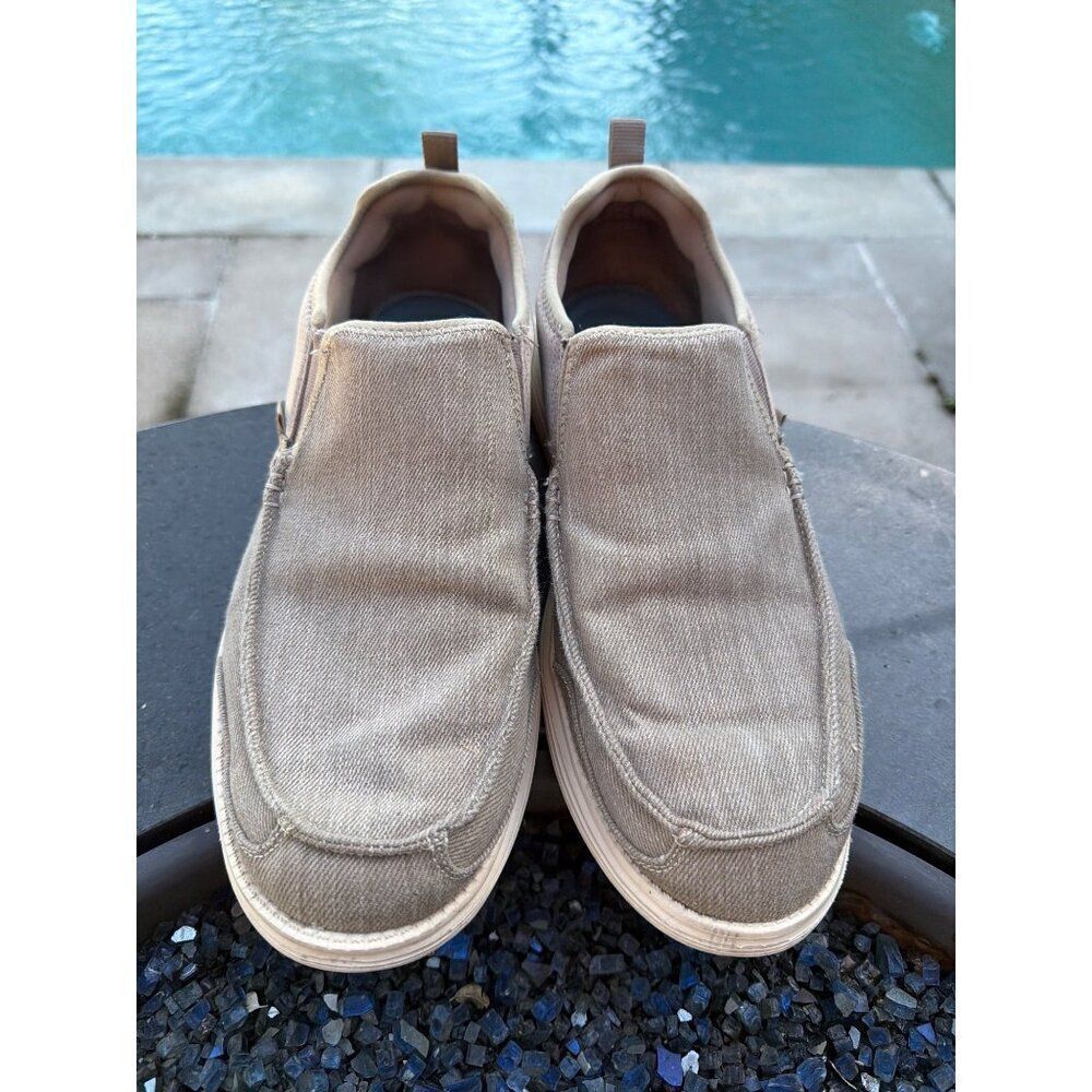 Skechers Men Gray Lightweight Canvas Loafers Shoes Size 13